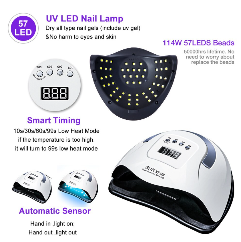 220W Nail Dryer LED Lamp UV Light Polish Gel Curing Machine Electric