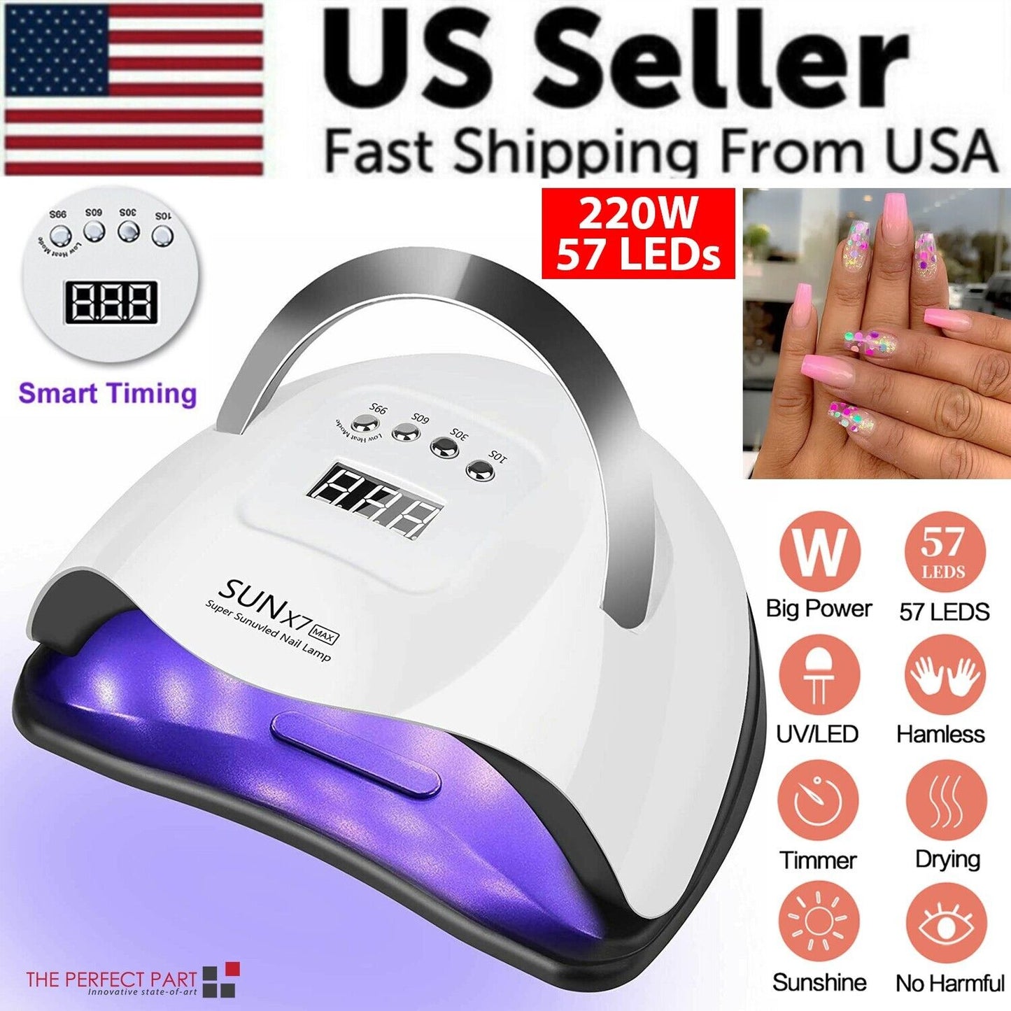 220W Nail Dryer LED Lamp UV Light Polish Gel Curing Machine Electric