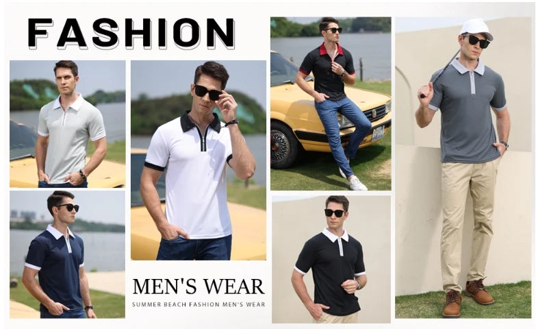 Men's Polo Shirt Fashion Dot Print T Shirt,Zip Polo Shirt Retro Casual Short Sleeve Summer Streetwear Men's Casual Plus Size