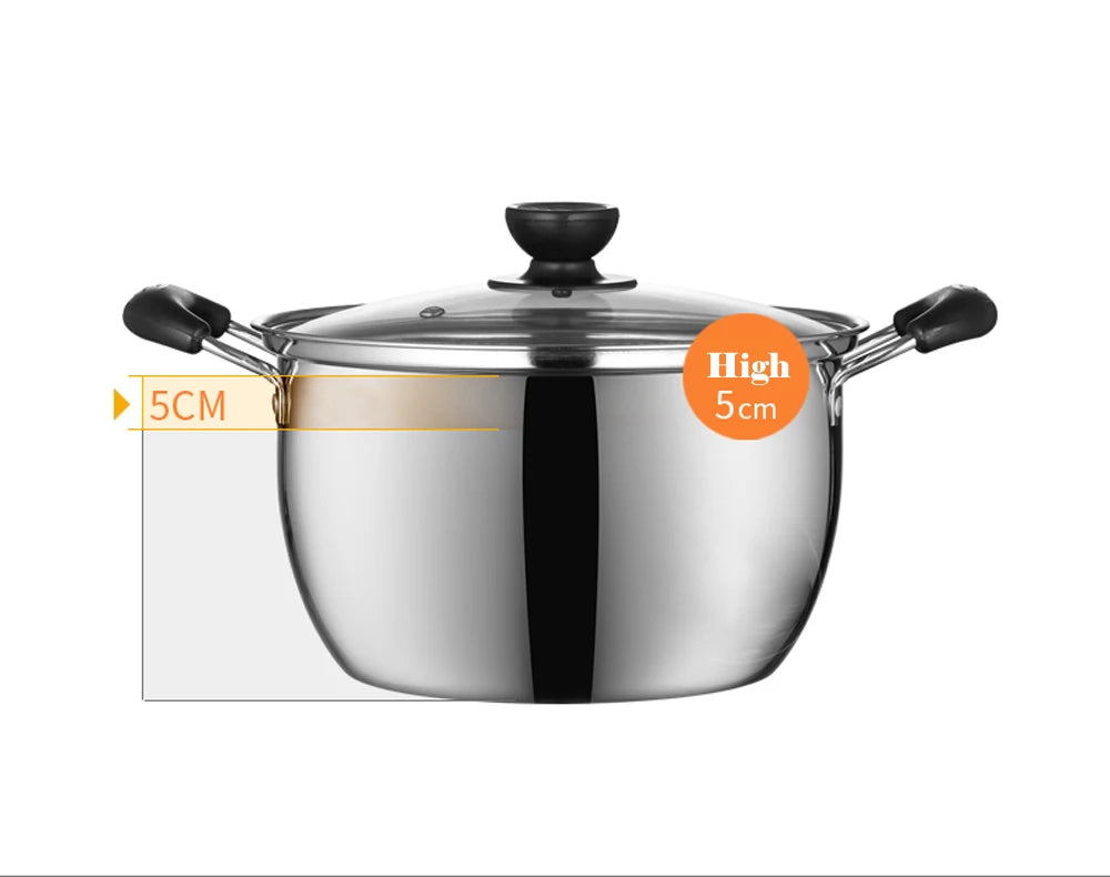 Cookware Stainless Steel Pot 1.5L-4L Double Bottom Soup Pot Nonmagnetic Cooking Multi-purpose Cookware Non-stick Pan General Use