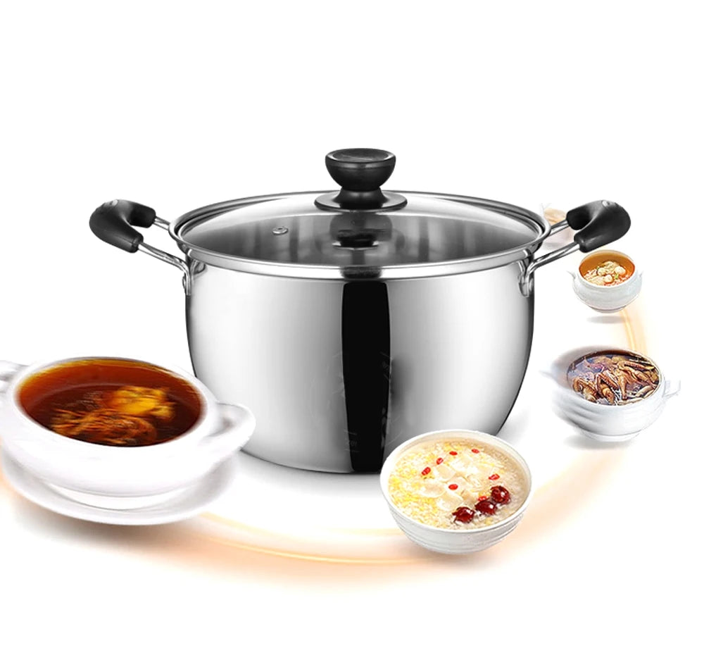 Cookware Stainless Steel Pot 1.5L-4L Double Bottom Soup Pot Nonmagnetic Cooking Multi-purpose Cookware Non-stick Pan General Use