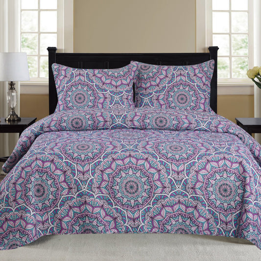 Cynthia - 3 Piece Quilt Set - Purple