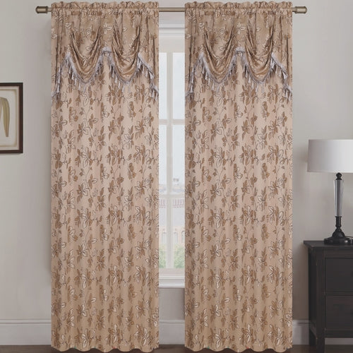 Shelly Jacquard Rod Pocket Panel with Attached Valance Set of Two -